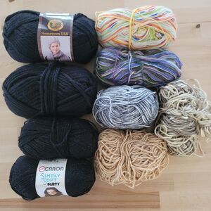 Lot of 9 Mixed Colors Yarn Knitting Crochet Skein Ball Craft New & Opened Black